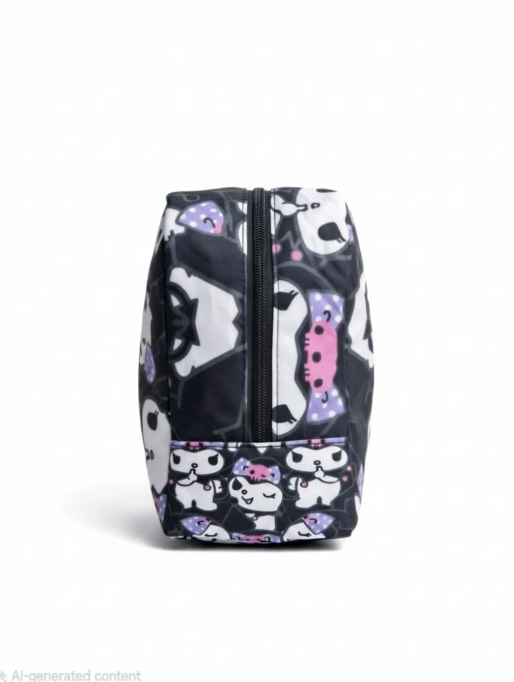 Anime Kuromi Insulated Lunch Bag All Over Print Black Purple Bow Tote NWT